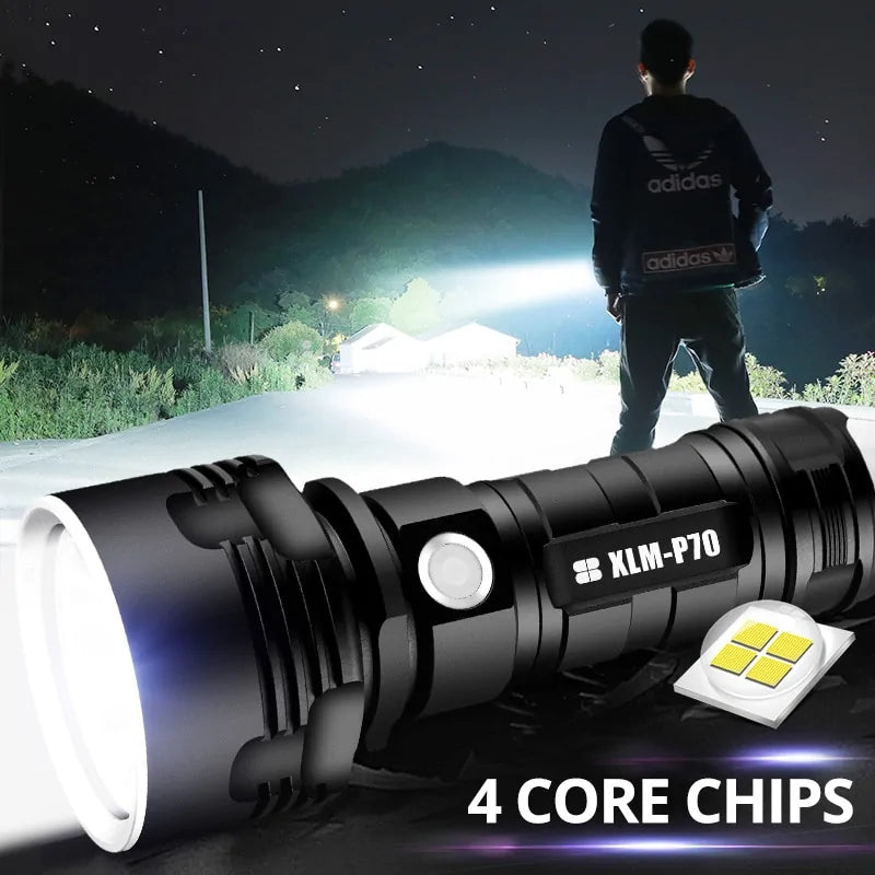 SHEN Ultra Powerful LED Flashlight: USB Rechargeable, Waterproof, Linterna